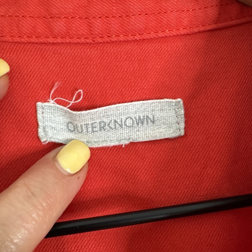 Outerknown S.E.A. Suit Shortall Utility Romper Coral Red Cotton Linen - S - Picture 4 of 9